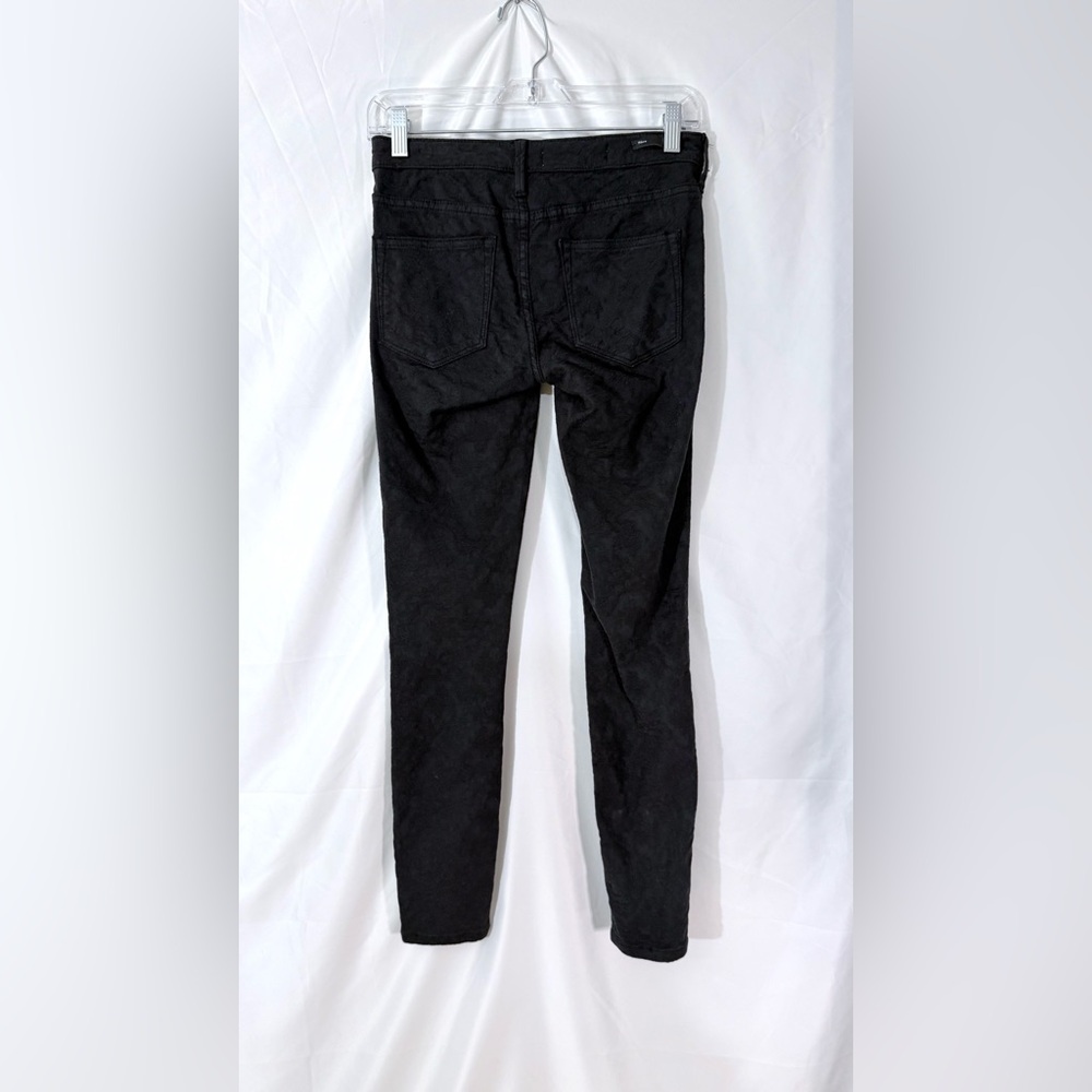 Pilcro & The Letterpress Serif Black Floral Textured Skinny Ankle Length Jeans - Picture 7 of 13